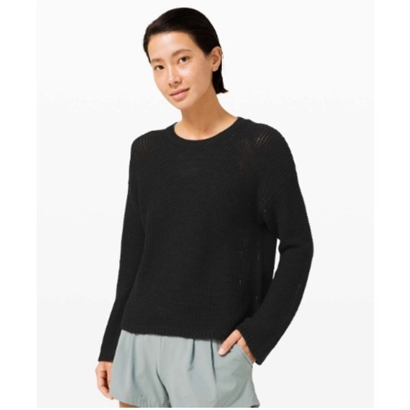 lululemon athletica Sweaters - Lululemon Black Easy Embrace Long Sleeve Open Knit Sweater